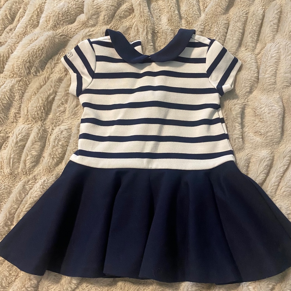 Ralph Lauren Toddler Girl Blue Striped Dress Size 6 Months